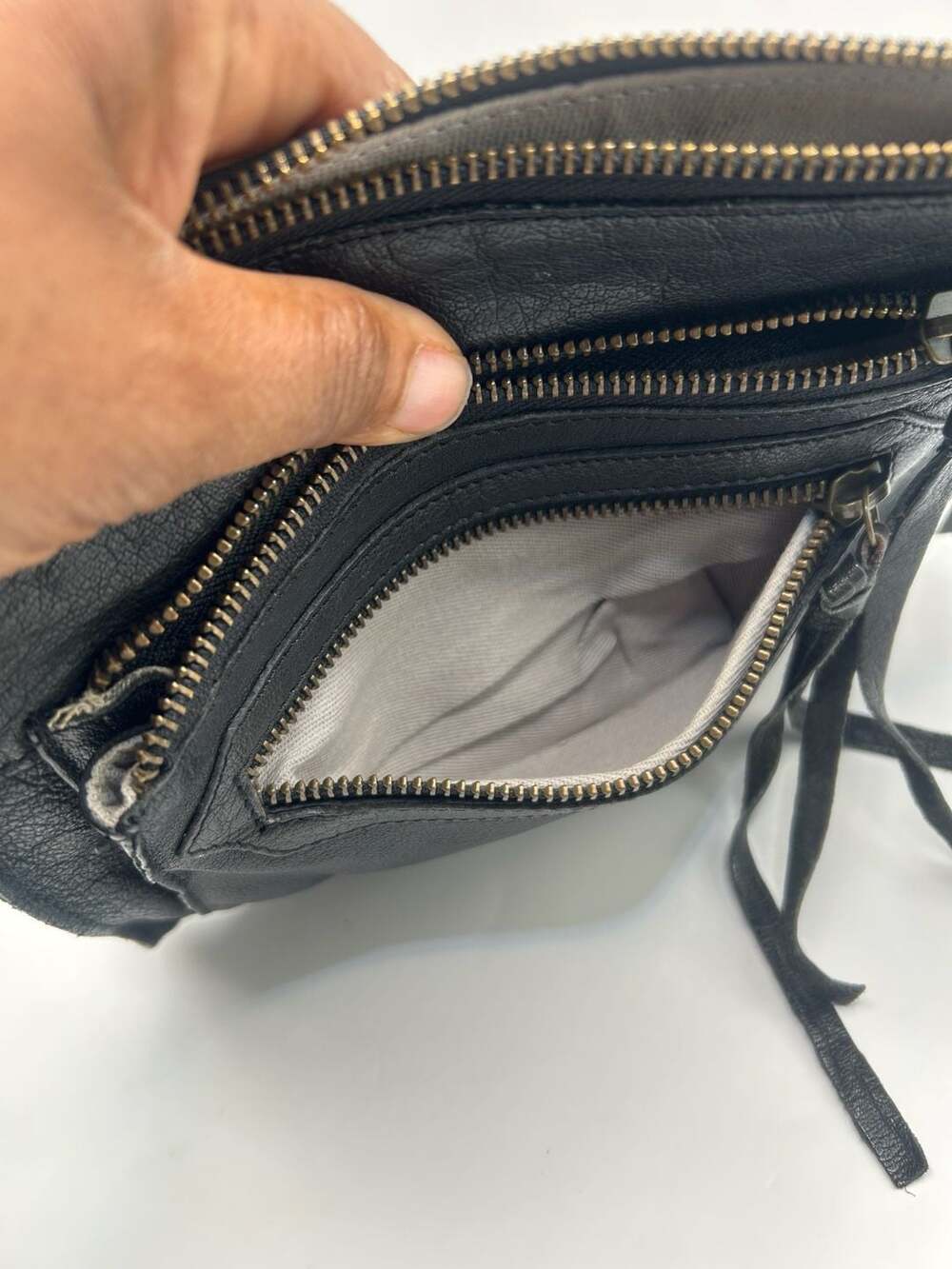 Day & Mood Black Leather Multi-Zip Crossbody Bag - Picture 7 of 9